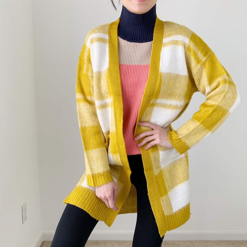 FUZZY BUFFALO PLAID POCKETED LONG CARDIGAN - Picture 4 of 8